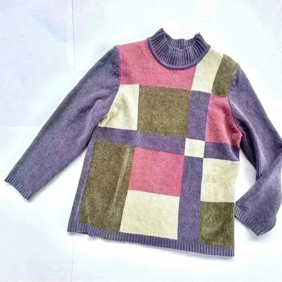 Alfred Dunner Color Block High Neck Sweater - Picture 1 of 7